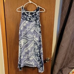 Elegant Blue Patterned Women's Dress
